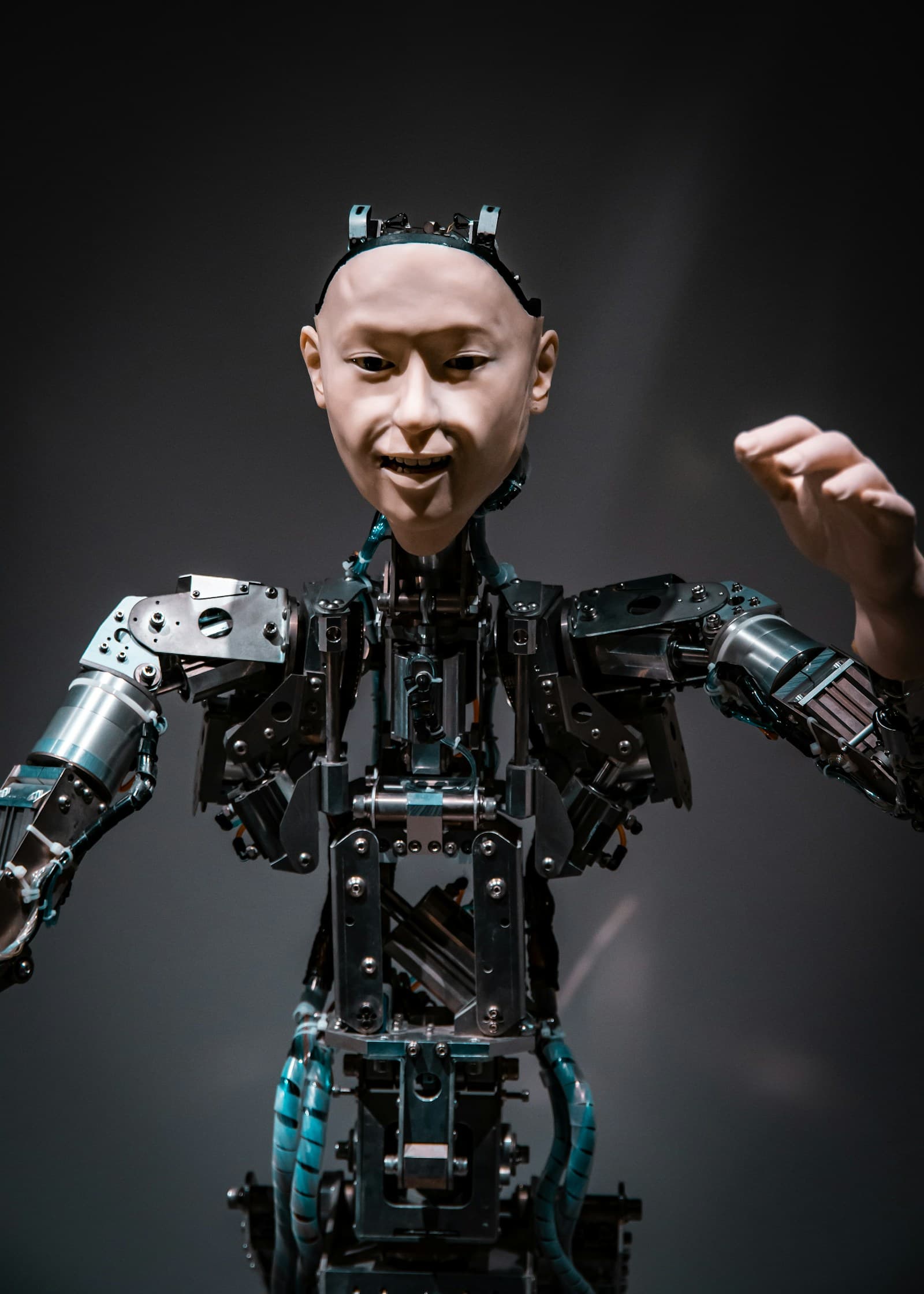 Humanoid robot figure representing artificial intelligence